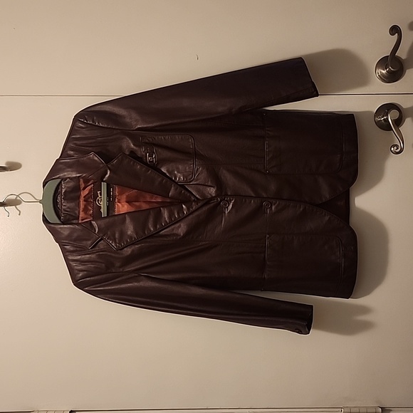 SZ 6 ETIENNE AIGNER LEATHER JACKET, BROWN. GREAT SHAPE - Picture 1 of 15